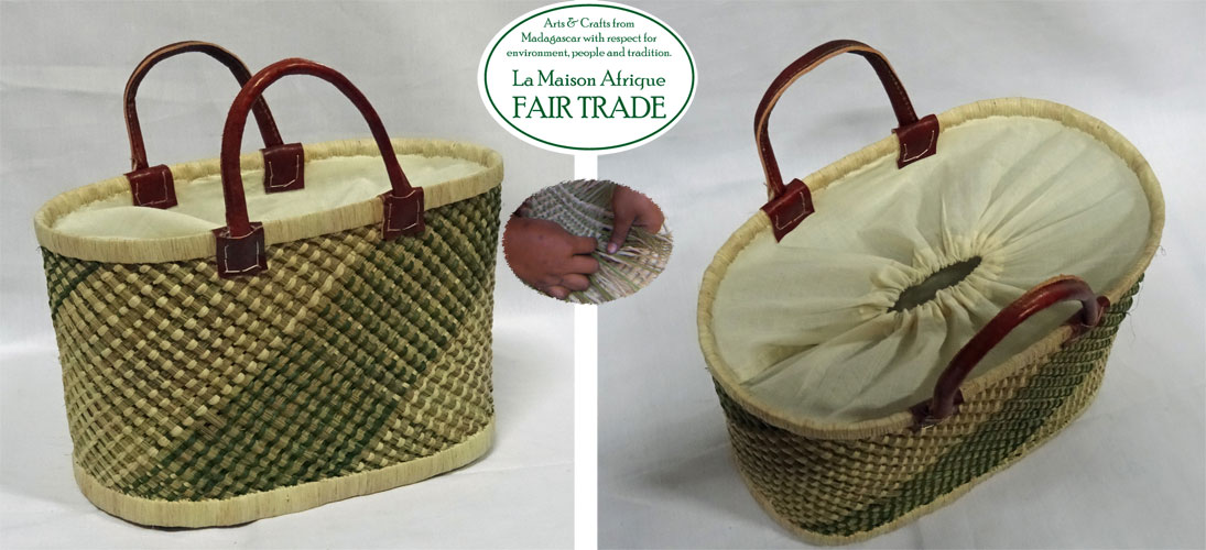 fairtrade basket with lining and pull-string close