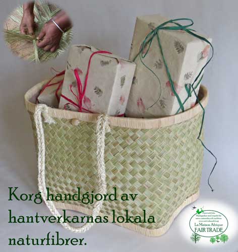 korg handgjord av lokala naturfibrer