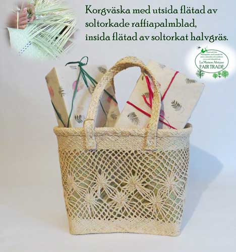 korgvaska handgjord av raffia palmblad